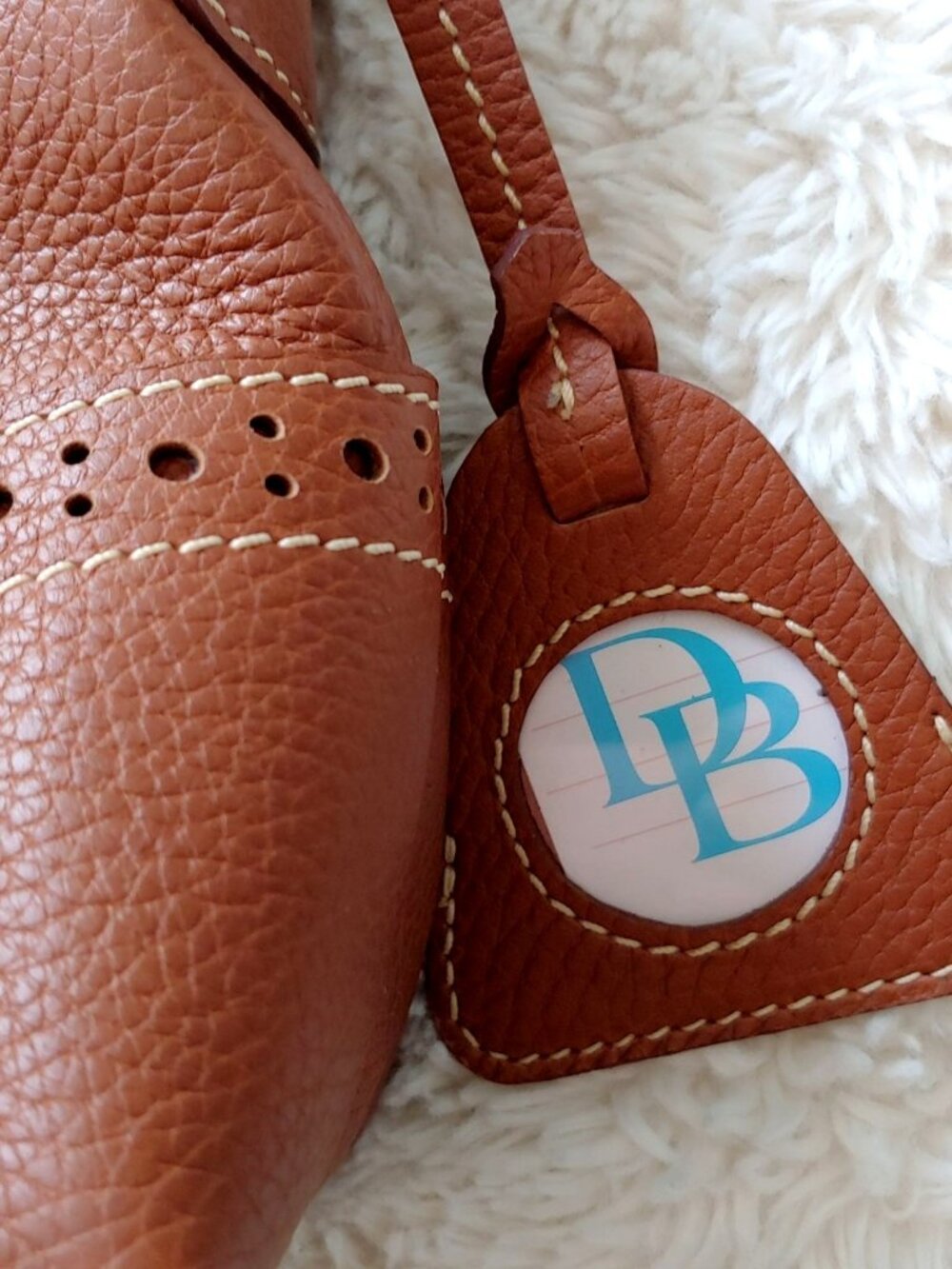 Dooney & Bourke Leather Hobo Shoulder Bag Tassel Logo Charm Classic Preppy - Picture 2 of 16